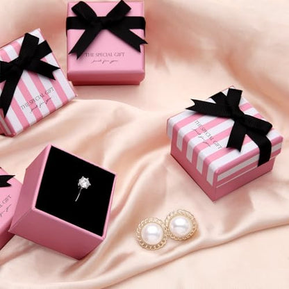 ShinyGift 24 Pcs Jewelry Gift Boxes Cardboard Jewelry Boxes Packaging Pink Square Gift Box for Ring Badge Brooch Earring Display (pink) - color: pink