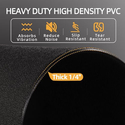 Fitvids High Density 1/4-Inch Thick Gym Equipment Mat, Non-Slip Floor Protection for Heavy Exercise, Treadmill and Bike Mat in Multiple Sizes - size: 36" x 78" (3 x 6.5FT)