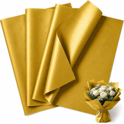 ROVIBIOBIO 100 Sheets Gold Tissue Paper for Gift Bags, 20 x 14 Inch - color: Metallic Gold
