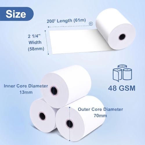 50 Rolls Thermal Receipt Paper Rolls 2 1/4 X 200, Fits All Pos Cash Registers, BPA Free Thermal Paper Rolls For Clover POS Cash Register Printers,Thermal Paper Receipt Roll By Pony Packaging - style: 2 1/4 X 200 Thermal-50Rolls