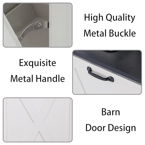 13 Gallons Tilt Out Trash Can Cabinet, Black and White - color: Black and White