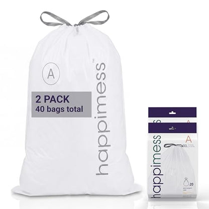 happimess 20-Count Unscented 8 Gal Drawstring Trash Bags, White, Pack of 2 - color: White, size: 40 Count (Pack of 1)