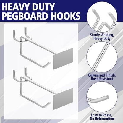 Zonon 50 Pack 4 Inch Metal Scan Hooks with Label Holder for 1/4" Pegboard - size: 4 Inch