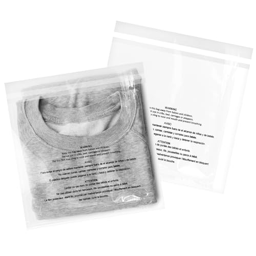 iMailer - 500 Pcs - 8" x 10", Suffocation Warning Self Seal Clear Plastic Poly Bags 1.6 Mil for Clothing, T-Shirt, Brochure, Prints, Handicraft Gift-Permanent Glue - size: 8" x 10", style: Permanent Glue