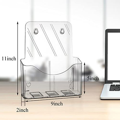 Yarlung 2 Pack Acrylic Brochure Holder, 8.5 x 11 Inches Clear Booklet Display Stand for Desk or Wall Mount, Plastic Countertop Organizer for Menu, Pamphlet, Literature, Document, Magazine, Journals