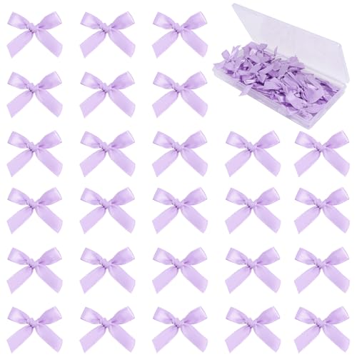 Purple Mini Ribbon Bows 1.57” Satin Small Bows for Sewing Crafts - color: Purple