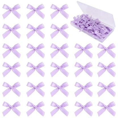 Purple Mini Ribbon Bows 1.57” Satin Small Bows for Sewing Crafts - color: Purple
