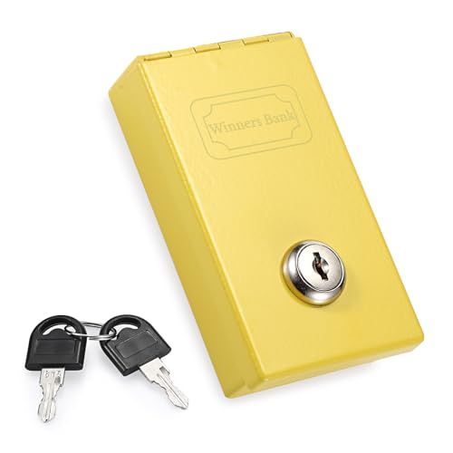 Winners Bank for Gambler, Pocket Size Casino Box with Lock, Yellow - color: Yellow