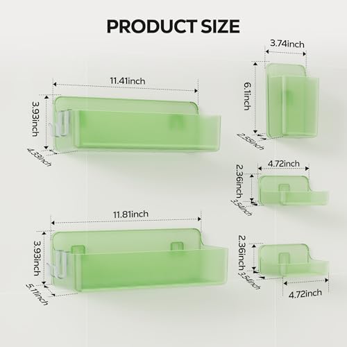 Nieifi Adhesive Shower Shelves, Green, 5 Pieces - color: Green-Clear, size: 5 pieces