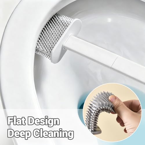Toilet Brush Set, Bathroom Accessories, Toilet Bowl Cleaners, Deep Cleansing Multifunctional Hanging Toilet Brush Set for Bathroom(Pearl White) - color: Pearl White