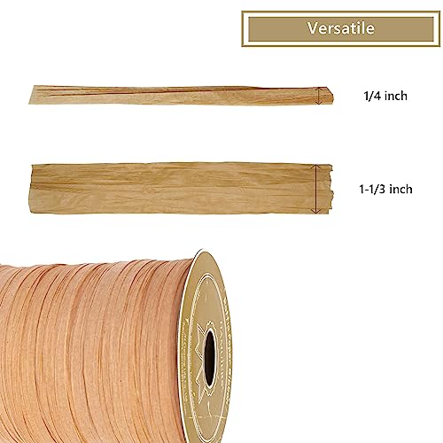 Raffia Ribbon for Gift Wrapping, Packing Paper Twine, Craft Ribbon Raffia Yarn for Crochet - 1/4'' Wide, 100 Yards, Kraft - color: Kraft