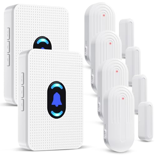 Daytech Wireless Door Chimes When Door Opens with 800ft Long Range, 20 Chimes, 5 Volume Levels Door Open Alarm for Home/Business/Store, Door Entry Alert System with 2 Receivers & 4 Sensors - color: 4 Sensors + 2 Receivers