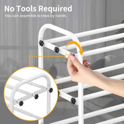 Hleelomi 3-Tier Metal Expandable Shoe Rack for Closet and Entryway, White - color: White, size: 3-Tier