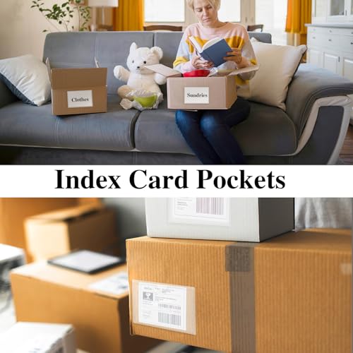 48 Pack Adhesive Index Card Holders, Clear 3 x 5 Label Pockets - size: 48 Pack 3 x 5 Inches