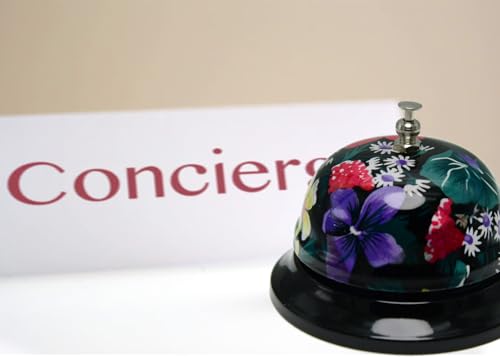 Call Bell Desk Service Bell Ding Bell for Restaurant Hotel Room Kitchen Party Office Elderly Large Black Floral Pattern Bell,3.3 inch - color: Black Yellow-pattern