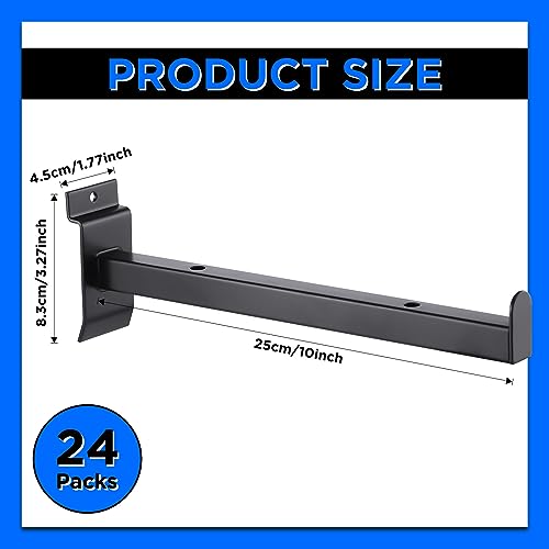 Yexiya 24 Pcs 10 Inch Slatwall Shelf Bracket Heavy Duty Slatwall Shelves Display Hooks Hangers Floating Slatwall Accessories for Panel Retail Shop Garage Room Storage Organizer Exhibition (Black)