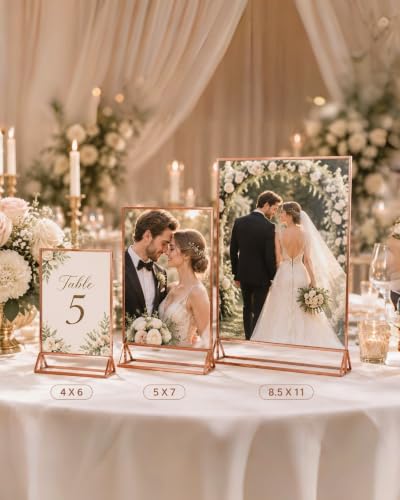 5x7 Acrylic Sign Holders, 6 Pack Rose Gold Picture Frames for Table Numbers - color: Rose Gold, size: 6 Pack 5x7 Inch