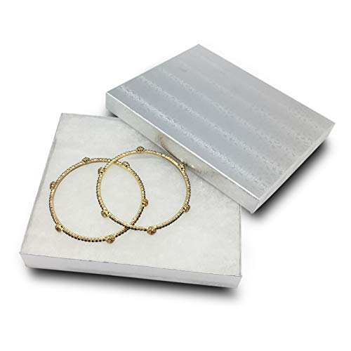 TheDisplayGuys 25 Cardboard Gift Jewelry Boxes w/Paddings #65-6.0x5.0x1 - color: Silver Foil