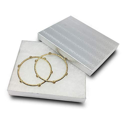 TheDisplayGuys 25 Cardboard Gift Jewelry Boxes w/Paddings #65-6.0x5.0x1 - color: Silver Foil