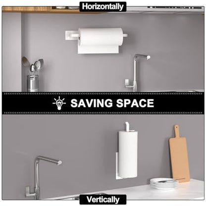 Paper Towel Holder Under Cabinet, Self-Adhesive or Drilling, White - color: White