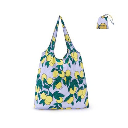 Stelle Lightweight Reusable Grocery Bag with Handles Ripstop Nylon Foldable Tote Shopping Bags for Travel and Groceries - color: Lemon Delight