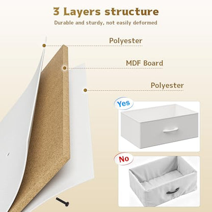 Homkdom White Dresser for Bedroom with 9 Fabric Drawers & Display Top Shelf - color: White
