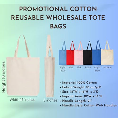 100 of Custom Tote Bags with Colorful Logo or Text