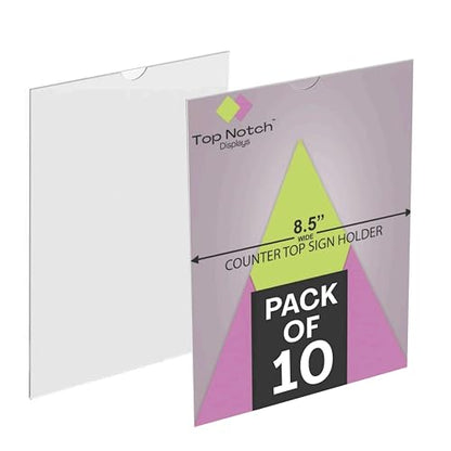 Acrylic Sign Holder 8.5 x 11 Wall Mount – Top-Load Design, Sealed on 3 Sides for Office, Retail, and Hospitality Use – Wall Mounted Document Holder for Signs, Clear, Pack of 10