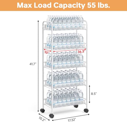 TOOLF 5 Tier Rolling Cart, Metal Utility Storage Cart with Wheels, White - color: White, size: 5-Tier