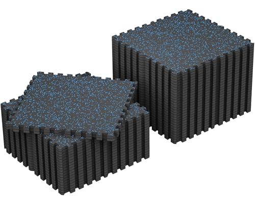 SUPERJARE 0.79'' Extra-Thick 36 Pcs 144 Sq Ft Exercise Equipment Mats - color: Black/Blue, size: 36 Tiles (144 Sq Ft)