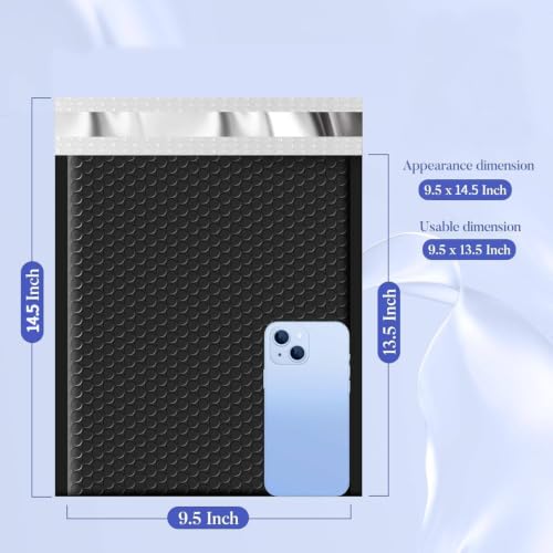 Fuxury Bubble Mailers 9.5x14.5" 25 Pack Black Large Padded Envelopes - color: Black, size: 9.5x14.5" 25PC