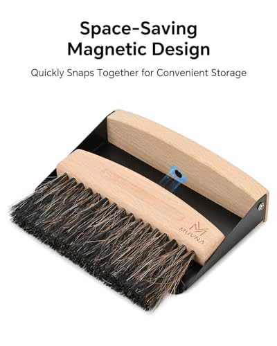 Coffee Brush and Dust Pan Set, Magnetic, Horsehair, Wood, Black - color: Black, size: Upgraded