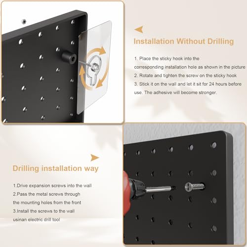 FZK Modular Plastic Peg Board Wall Organizer Kit, 12x12, Black - color: 12inch-Pegboard Kit-Black