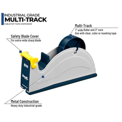 MDJ Excell Premium Steel 3 inch Core Metal Multi-Roll Desktop Tape Dispenser for Masking, Packing, Shipping, Packaging, Heat Transfer and Painter (1-inch Wide) - size: 1-inch Wide (Weighted)