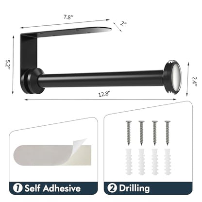 theaoo Under Cabinet Paper Towel Holder, One-Hand Tear, Wall Mount, Black - color: Black