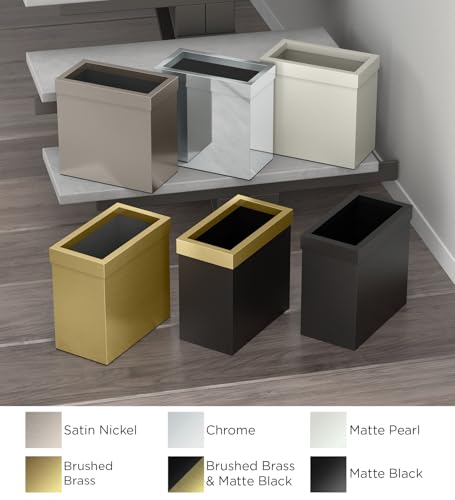 Gatco Small Bathroom Trash Can with Lid, Rectangle 3 Gallon Stainless Steel Wastebasket, Under Sink, Matte Black, for Bathroom, Bedroom, Office (1918) - color: Matte Black