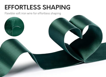 Keypan Green Satin Ribbon Double-Faced Wired 2-1/2 Inch x 10 Yards - color: Green, size: 2-1/2"