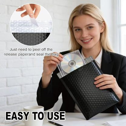 100PC Bubble Mailers 6x10 Inch, Black Self-Sealing Padded Shipping Envelopes, Waterproof Cushioned Mailers Bulk for Small Business, eCommerce, Packaging, Mailing & Shipping Supplies