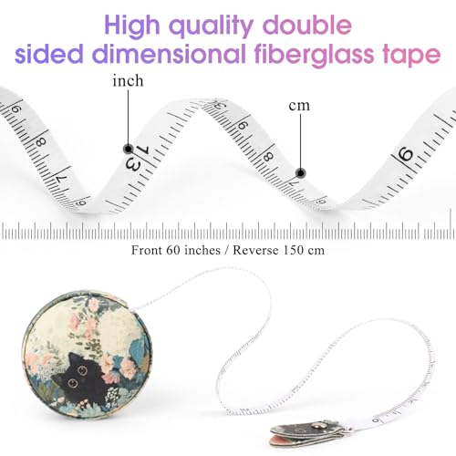 Retractable Mini Leather Tape Measure, Auto Retract Black Cat - color: Black Cat