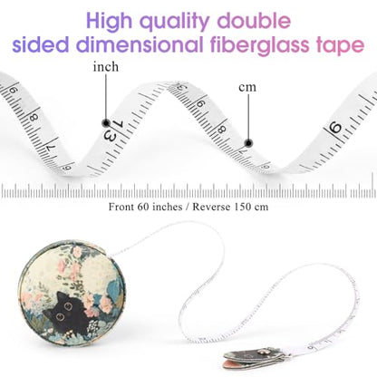 Retractable Mini Leather Tape Measure, Auto Retract Black Cat - color: Black Cat