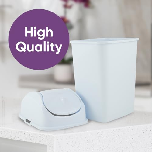 Superio Kitchen Trash Can with Swing Top Lid 9 Gallon Slim Waste Bin 37 Qt Sturdy Plastic Garbage Can Medium Recycling Bin for Office, Bathroom, Under Counter, Dorm, Bedroom (White) - size: 9 Gallon, style: 1 Pack