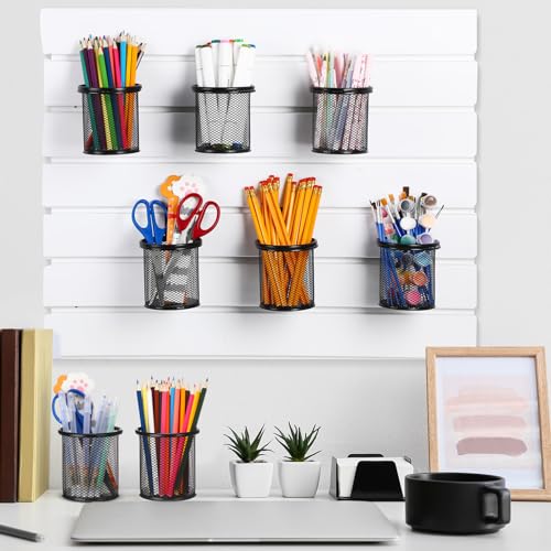 Colingmill 6 Set Slat Wall Hooks Holder Metal Mesh Basket Organizer, Round - style: Round