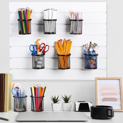 Colingmill 6 Set Slat Wall Hooks Holder Metal Mesh Basket Organizer, Round - style: Round