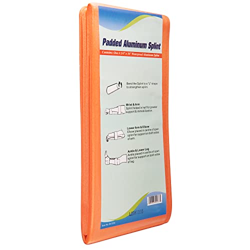 NOVAMEDIC Pack of 5 First Aid Padded Universal Aluminum Splints - 36 inch, Brace for Splinting Hands, Legs, Wrist, Ankle and Fractured or Injured Limbs, Flat Folded, Waterproof - size: Pack of 5