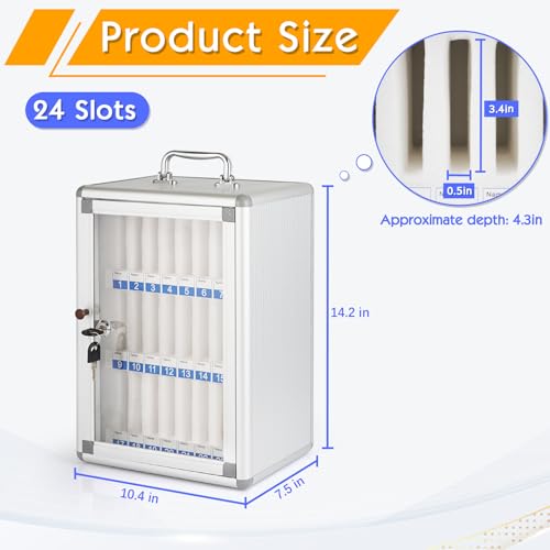 24 Slots Aluminum Alloy Cell Phone Locker, Phone Holder for Classroom - size: 24 Slots Transparent