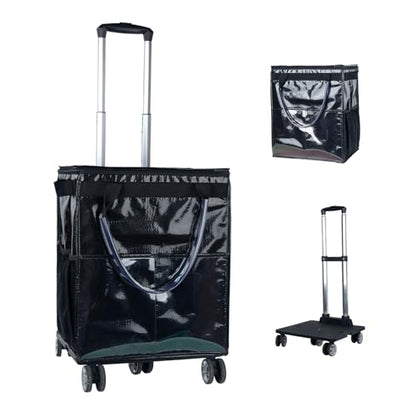 Reusable Grocery Bags on Wheels, Rolling Tote Bag, Black - color: Black