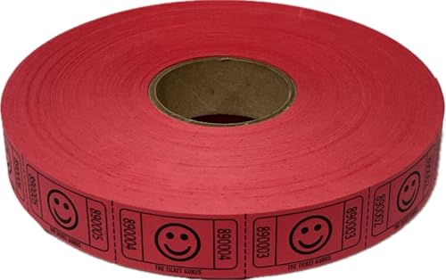 The Ticket Gurus-2000 Red Smile Tickets Single Roll Consecutively Numbered Raffle Tickets