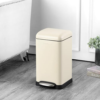 happimess Betty Retro Mini 3.2 Gal Step Trash Can, Limestone Beige - color: Limestone Beige