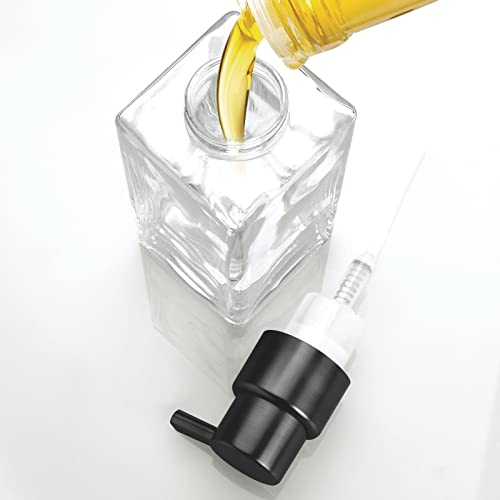 mDesign Glass Refillable Foaming Hand Soap Dispenser Modern Square Pump Bottle for Bathroom Vanities or Kitchen Sink, Countertops - 2 Pack - Clear/Black - color: Clear/Brushed Black
