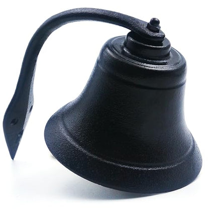 Hanging Bell Dinner Bell Outdoor Bell Bracket Mount Wall Bell Indoor Rope Bell Ship/Boat/Nautical/Door/School/Reception/Home/Church Bell (Pro-Black) - color: Pro-black